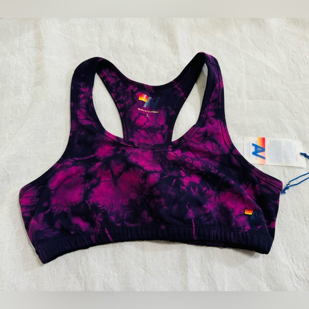 HAND DYED SPORTS BRA - TIE DYE CRYSTAL ROSE